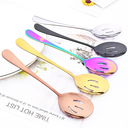Drmfiy Conjunto de Talheres Pretos de 5/7 Peças para Servir, Utensílios de Jantar, Buffet, Talheres para Catering, Conjunto de Escumadeiras, Colheres, Garfos, Talheres de Prata