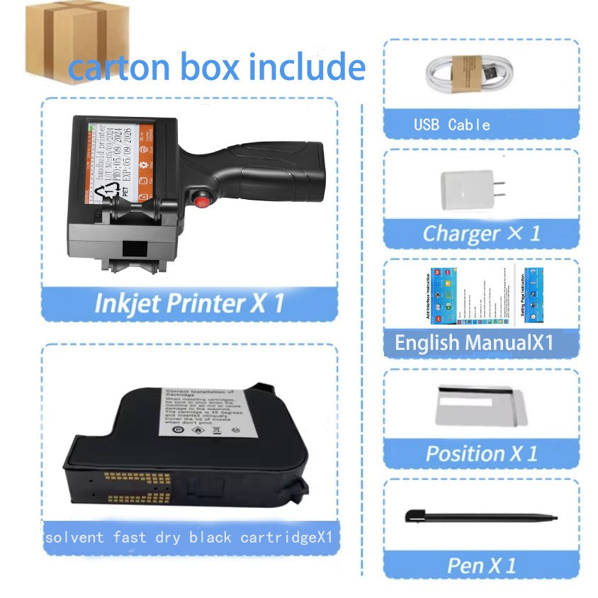 YS300 12,7mm Impressora a Jato de Tinta Térmica Portátil, com Jato Manual, para Códigos de Data, Números, Logos, Data de Vencimento e Etiquetas em Plástico e Papelão, em Inglês