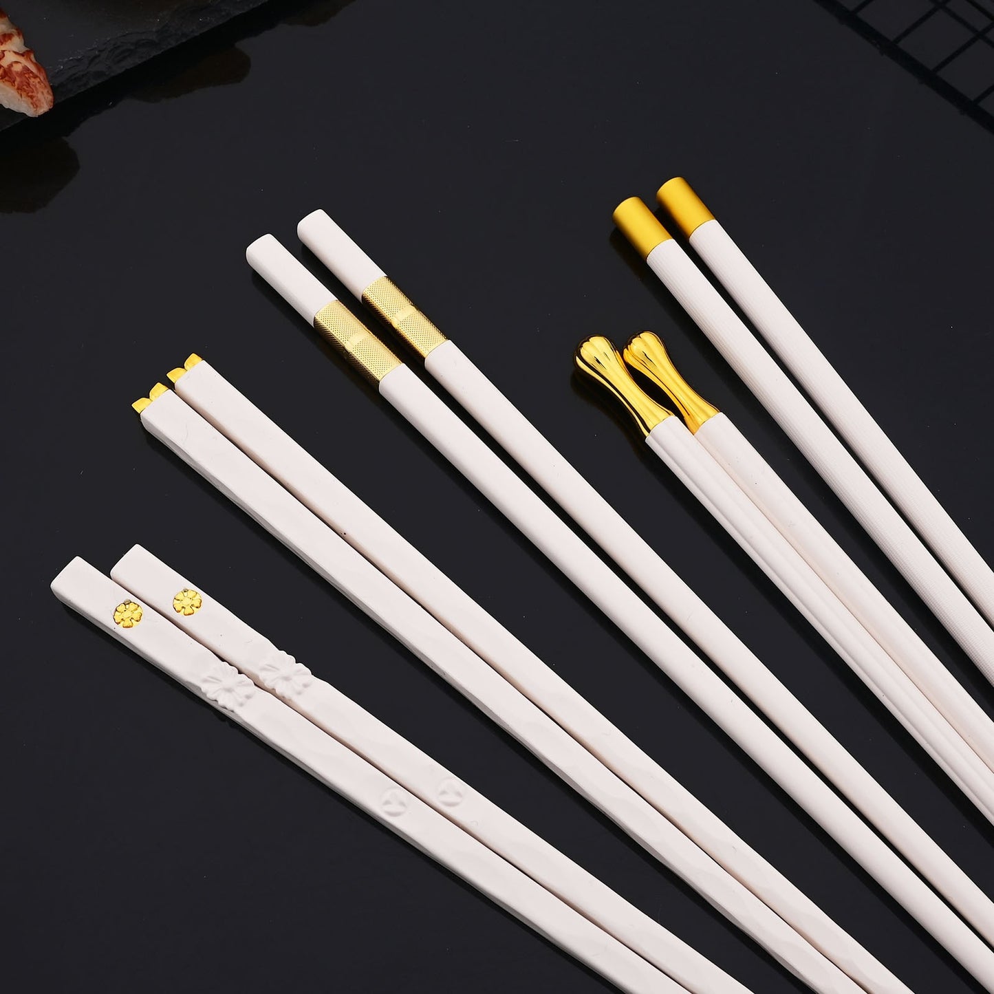 Conjunto de Talheres Portátil para Viagem Preto e Prata com 10 Peças, Hashis Colher de Aço Inoxidável, Conjunto de Utensílios de Mesa Coreano de Luxo