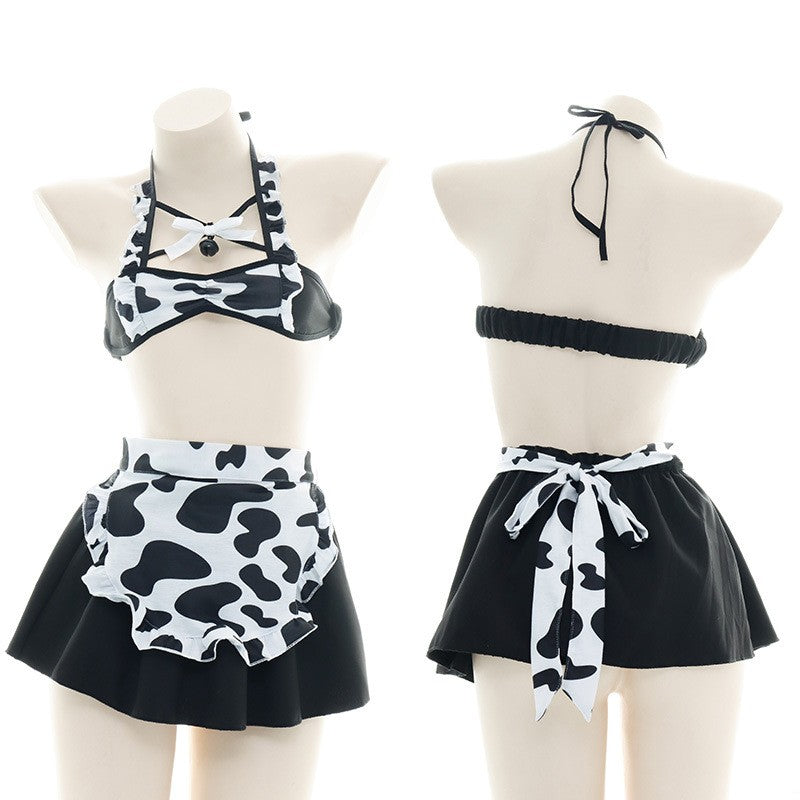 AniLV Cow Series Swimsuit Bodysuit Bikini Maid Unifrom Costume Summer Beach Kawaii Girl Swimwear Skirt Uniform Set Cosplay