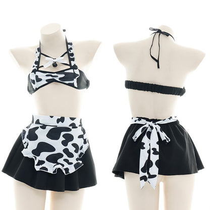 AniLV Cow Series Swimsuit Bodysuit Bikini Maid Unifrom Costume Summer Beach Kawaii Girl Swimwear Skirt Uniform Set Cosplay