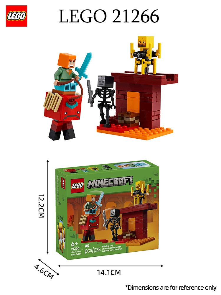 Lego 21266 Batalha do Lago de Lava Minecraft Série 2025 Blocos de Montar Infantis Novos