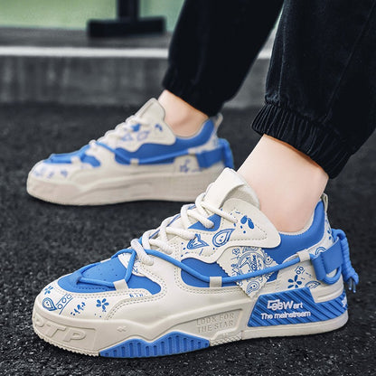 Men's thick soled casual shoes four season soft soled outdoor walking shoes student flat shoes youth fashion sports board shoes