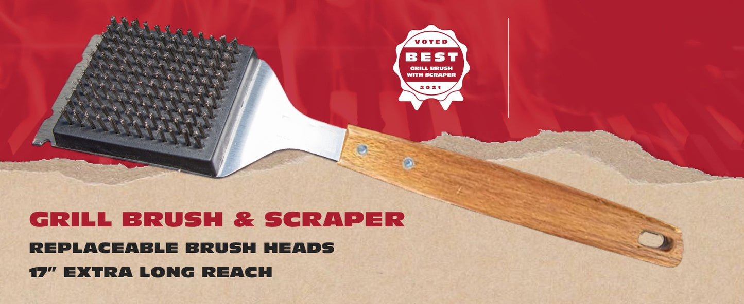 Steel BBQ Brush Grill and Scraper BBQ Cleaner Brush Perfect Tools - Rust Resistant Stainless Steel Barbecue Cleaner