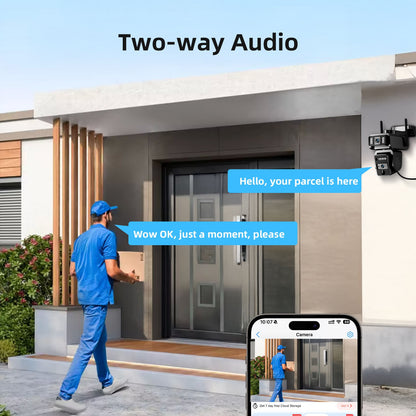 Câmera Solar de Lente Dupla Câmera de Segurança WIFI para Exterior Painel Solar com Bateria Câmeras IP PTZ de segurança CCTV