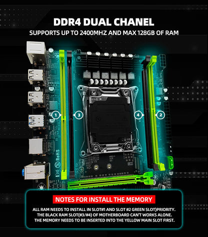 Conjunto de placa-mãe ZSUS X99 P4 com CPU Intel LGA2011-3 Xeon E5 2620 V3, memória RAM DDR4 de 16GB (1*16GB) 2133MHZ, NVME M.2 SATA