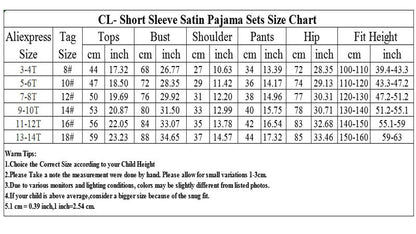 Girls Christmas Pajamas Children's Satin Silk Pajama Sets Girl Pink Satin Homewear Nightwear Loungewear Kids Clothes For 3-14Yrs