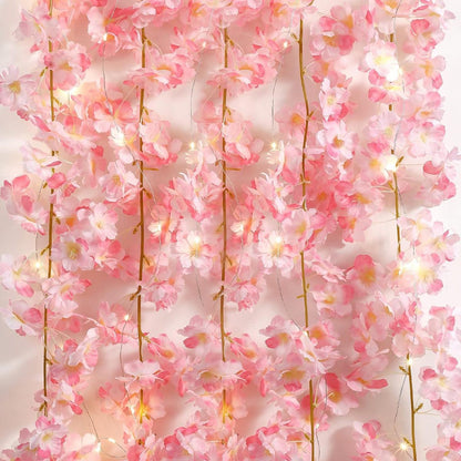1/2/5M Cherry Blossom String Light Garland Artificial Flower Vines Fairy Lights for Bedroom Wedding Party Holiday Decoration
