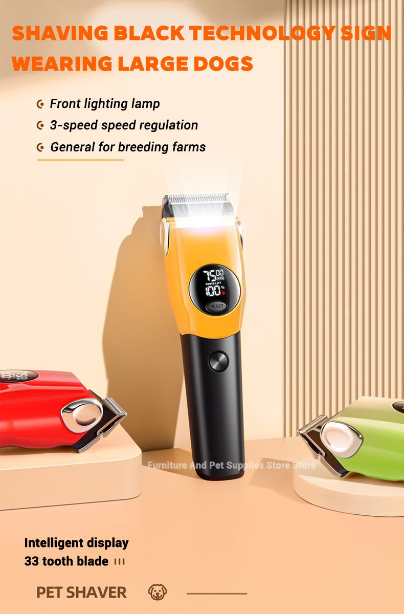 Máquina de Tosa Profissional para Cães e Gatos, Aparador de Pelos, 7500/min LED, adequado para animais de estimação de portes grandes, médios e pequenos.