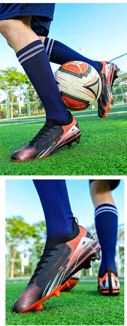 New Men Football Boots Cleats Outdoor Soccer FG Ultralight Match Soccer Shoes Training Shoes Drop Shipping Non-Slip Long Spikes