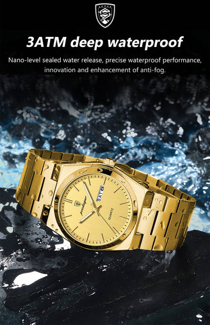 POEDAGAR Fashion Classic Man Watch Waterproof Luminous Date Week Luxury Men Watch Stainless Steel Quartz Business Men's Watches