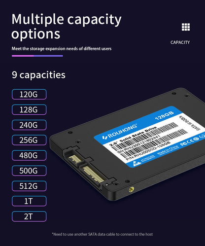 SSD SATA3 ROUHONG 128GB 256GB 120GB 480GB 512GB 1T Hdd Disco Rígido 2.5 Unidade de Estado Sólido Interno 240 GB para Laptop Desktop