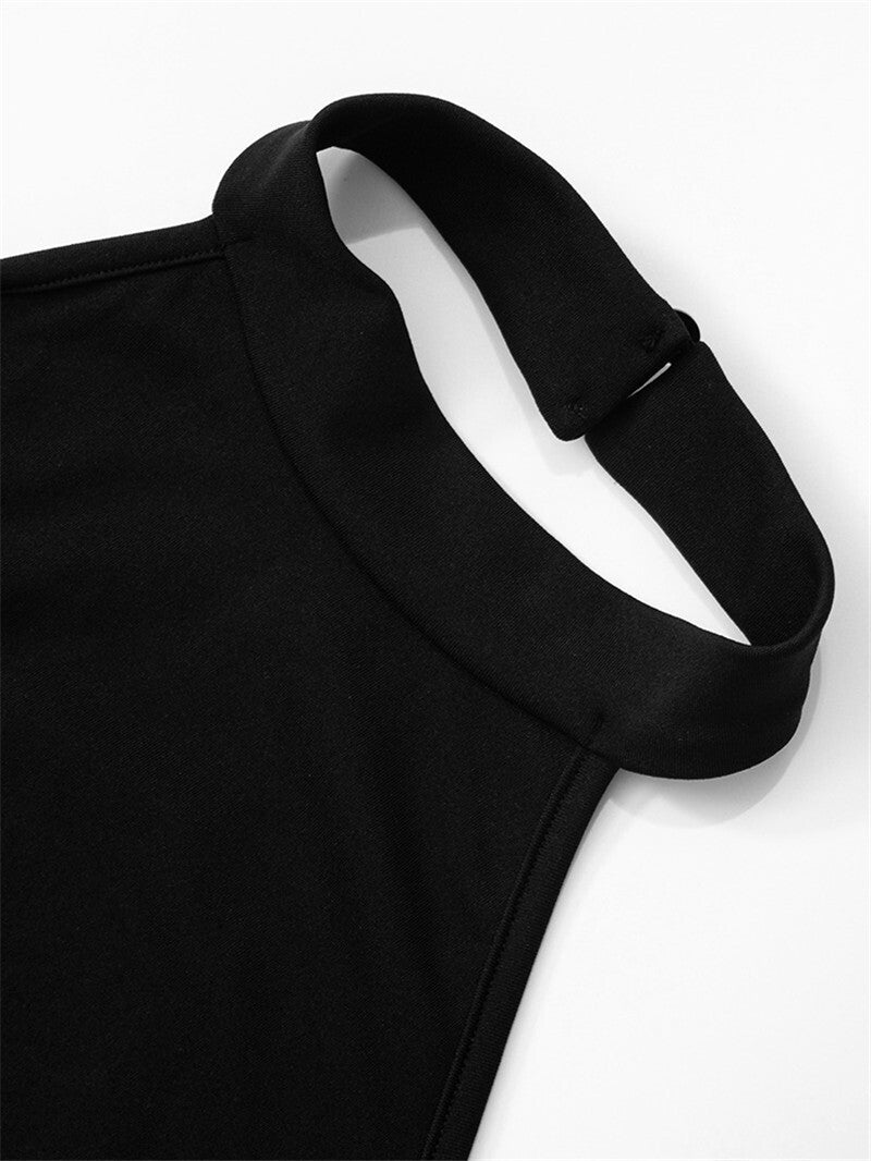 Mozision Patchwork Halter Backless Sexy Midi Dress Women Gown Elegant Fashion Co