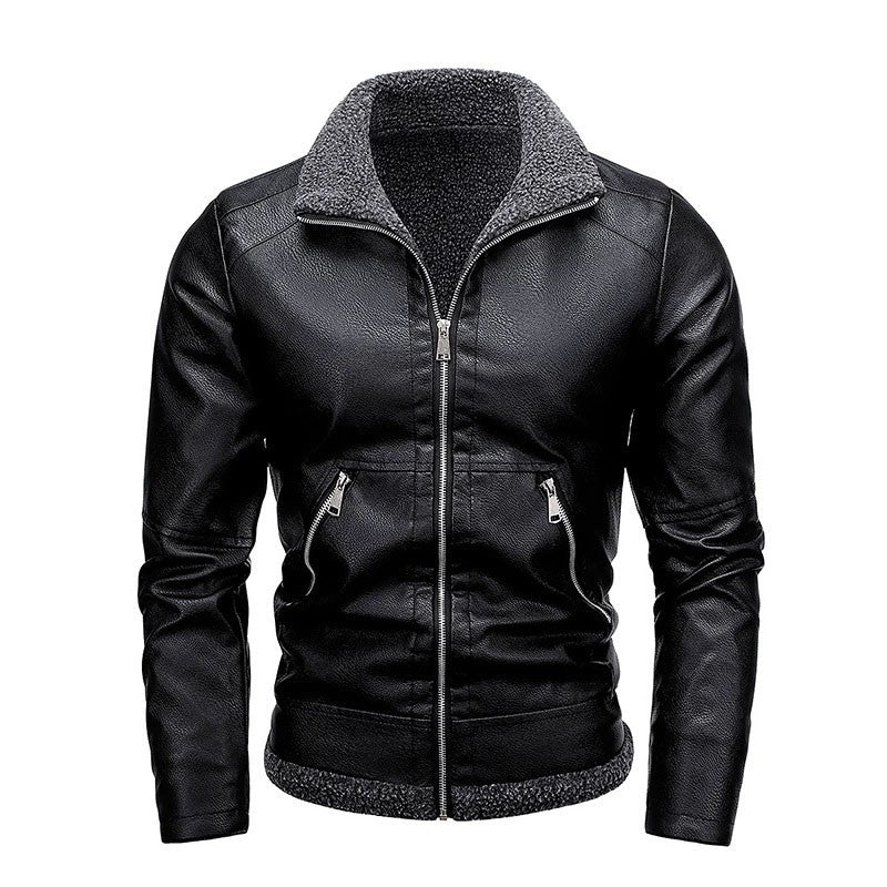 New Men's Leather Jackets Autumn Winter Slim High Quality Motorcycle PU Jacket Man Business Fleece Warm Black Leather Coats