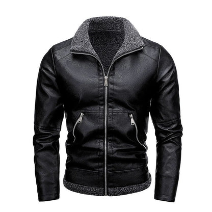 New Men's Leather Jackets Autumn Winter Slim High Quality Motorcycle PU Jacket Man Business Fleece Warm Black Leather Coats
