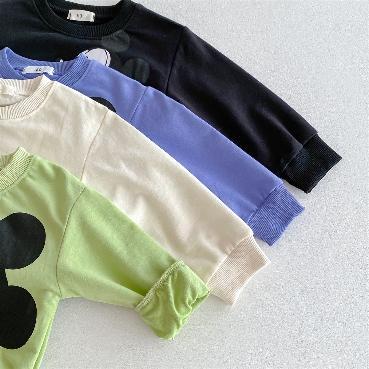 Disney Mickey Children' Tracksuit Cartoon Fashion Loose Baby Girl Boy Long Sleeve Crewneck Hoodies + Pants Two Piece Set Clothes