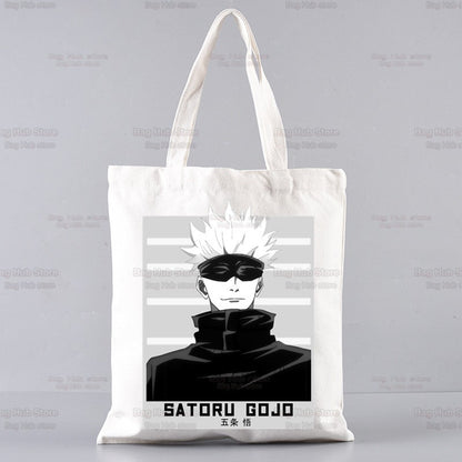Jujutsu Kaisen Cartoon Shopping Bag Ryomen Sukuna Itadori Yuji Bolsas De Tela Shopper Okkotsu Yuta Gojo Satoru Shopping Jute Bag