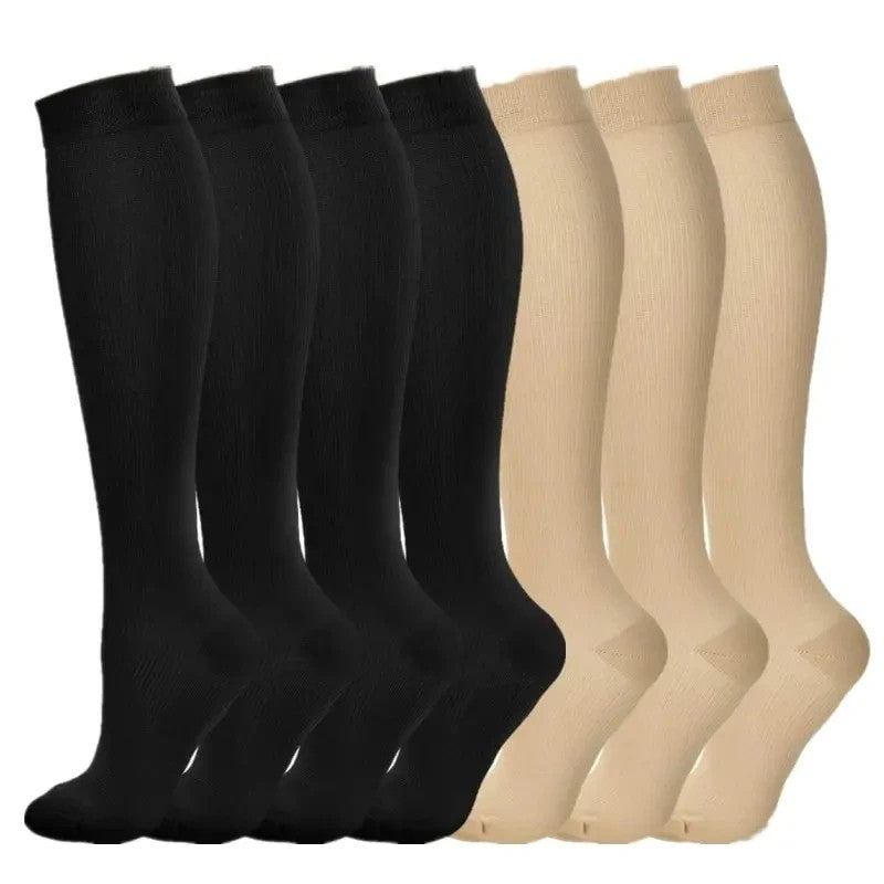 3/6/7 Double Compression Socks Varicose Socks Men Women With Diabetes Pregnancy Elastic Socks Gym Outdoor Sports Rugby Running