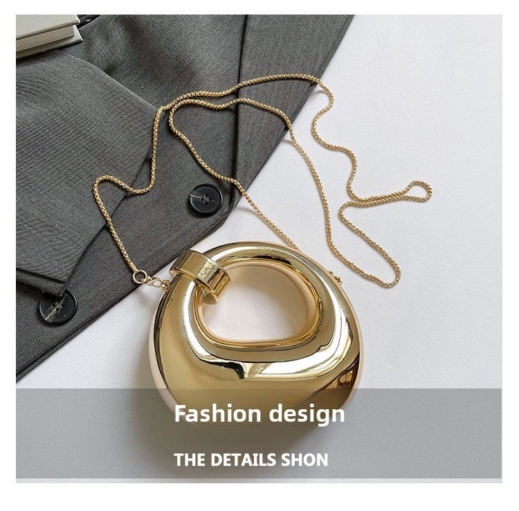 Fashion Crescent Mini Acrylic Chain Evening Bag for Women, Shoulder and Crossbody Bag