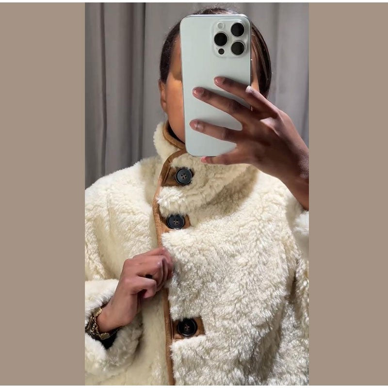 ? Fashion Double Sided Solid Jacket Women Lapel Collar Single Breasted Long Sleeve Coats 2025 Autumn New Lady Utility Outerwear