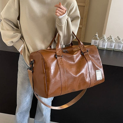 PU Travel Duffel Bag Waterproof Luggage Handbag with Shoes Pocket Weekender Overnight Daypack Dry Wet Sports Shoulder Tote Pack