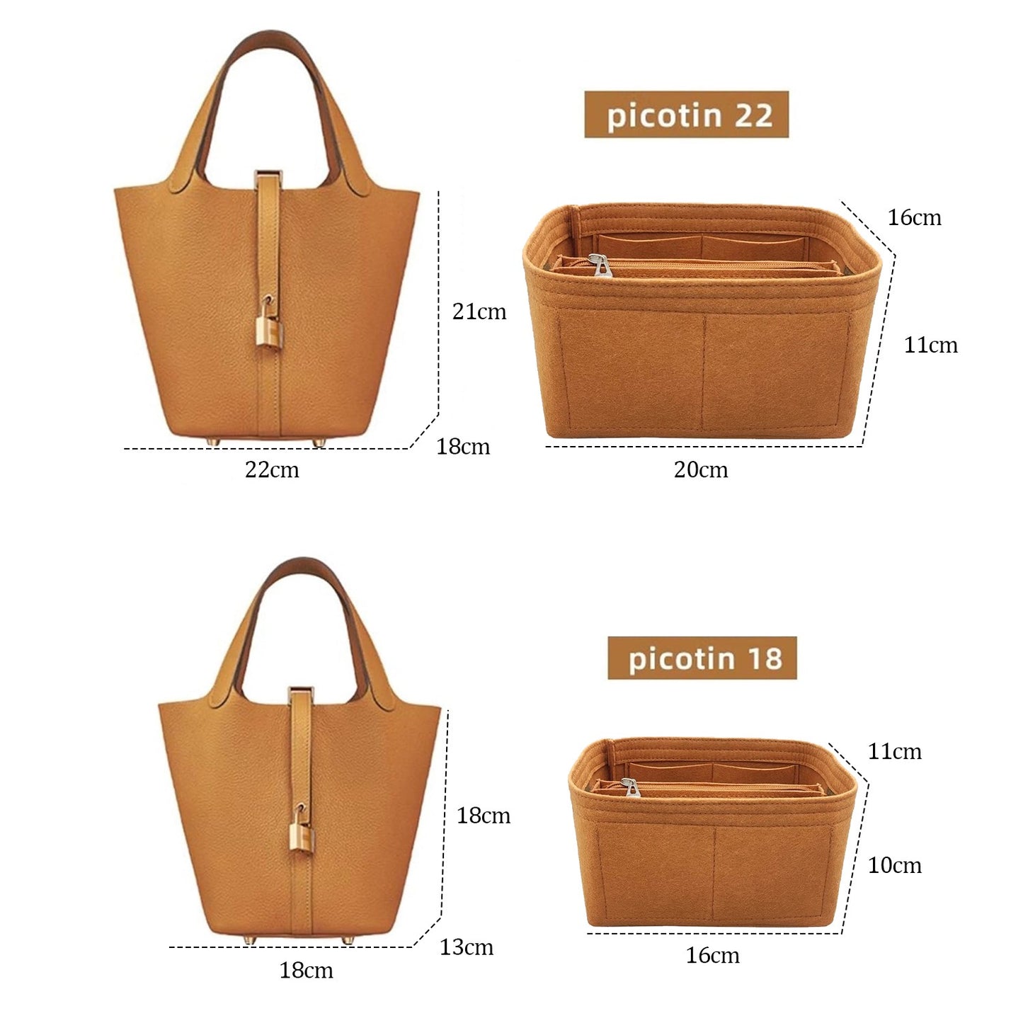 Bag Organizer Liner Storage Bag Bag Storage Insert Portable Makeup Bag for Hermes Picotin18/22