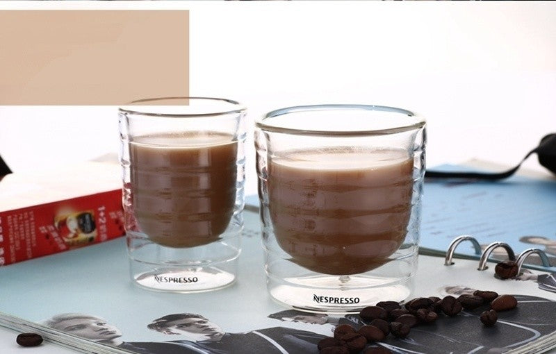 Xícara de Espresso Copo Térmico de Vidro para Chá Leite Bebidas Caneca de Vidro Sopro Artesanal com Parede Dupla Canecas para Whey Protein e Nespresso