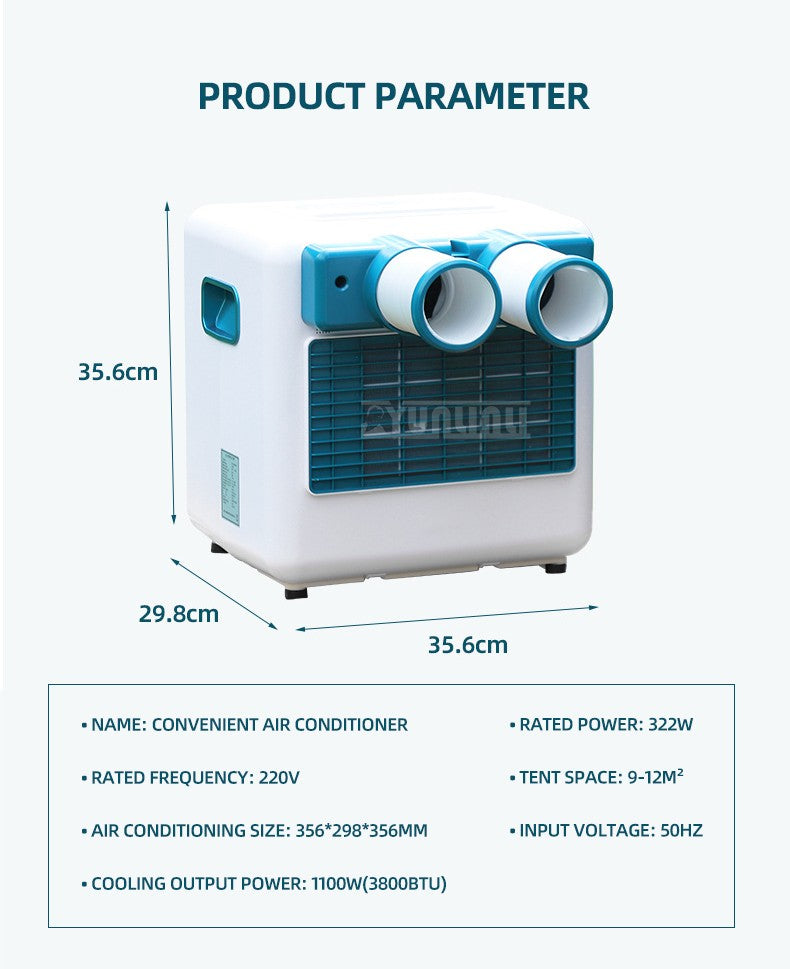 2025 Versão 3800BTU Ar Condicionado Pequeno para Acampamento Climatização Máquina de Resfriamento Móvel