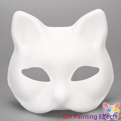 5 Pcs Blank White Cat Mask, DIY Unpainted Half Face Mask for Kids Adults Halloween Masquerade Party Art Painting Craft Project