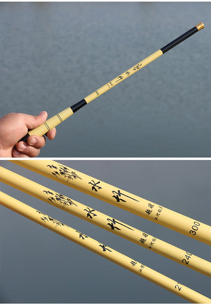 Vara de Pesca de Mão Telescópica de Fibra de Carbono Ultraleve Forte Haste Rígida 2,1/3,6/4,5/5,4m/6,3M Longa para Alimentador de Córrego Super Leve