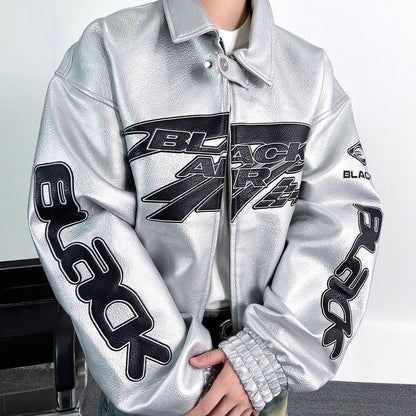 New Motorcycle Leather Jacket Men Bomber Pilot Retro Loose Pu Short Coat Fashion Casual Streetwear Multi Pocket Trend Outwear