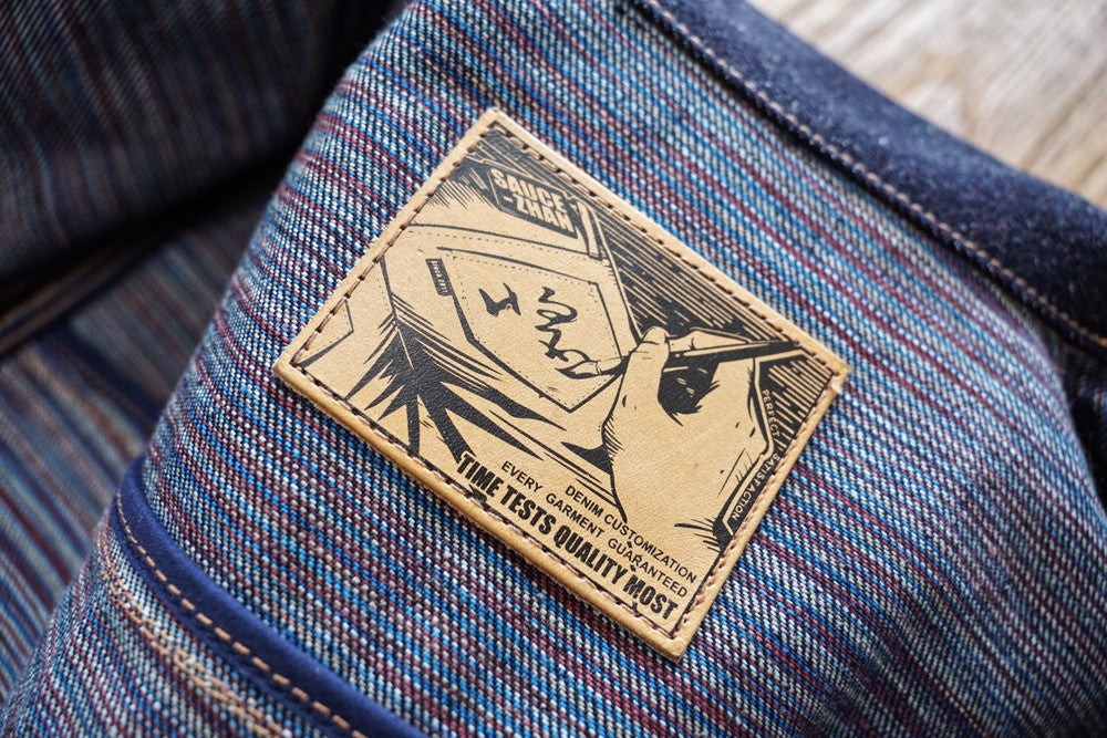 Sauce Zhan Mens Rainbow Sanforized Selvedge Denim Jacket Jean Jacket Men Regular Fit 21 OZ