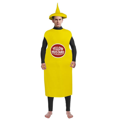 Zawaland Red Tomato Delicious Ketchup Costume Adult Boy Girl Funny Disguise Suit Yellow Mustard Halloween Cosplay Party Clothes