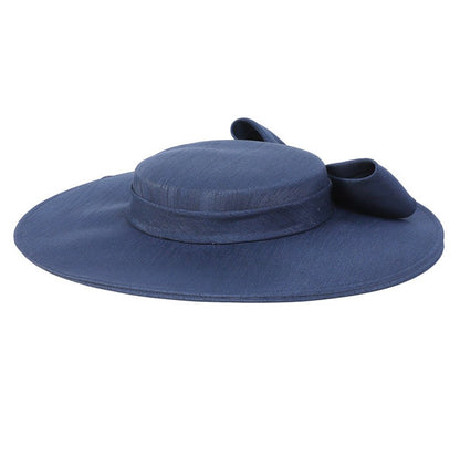 FS Elegante Chapéu de Aba Larga Marfim Feminino Grande Laço Ocasião Formal Kentucky Boné Feminino Casamento Coquetel Festa Fedora de Topo Reto 2024