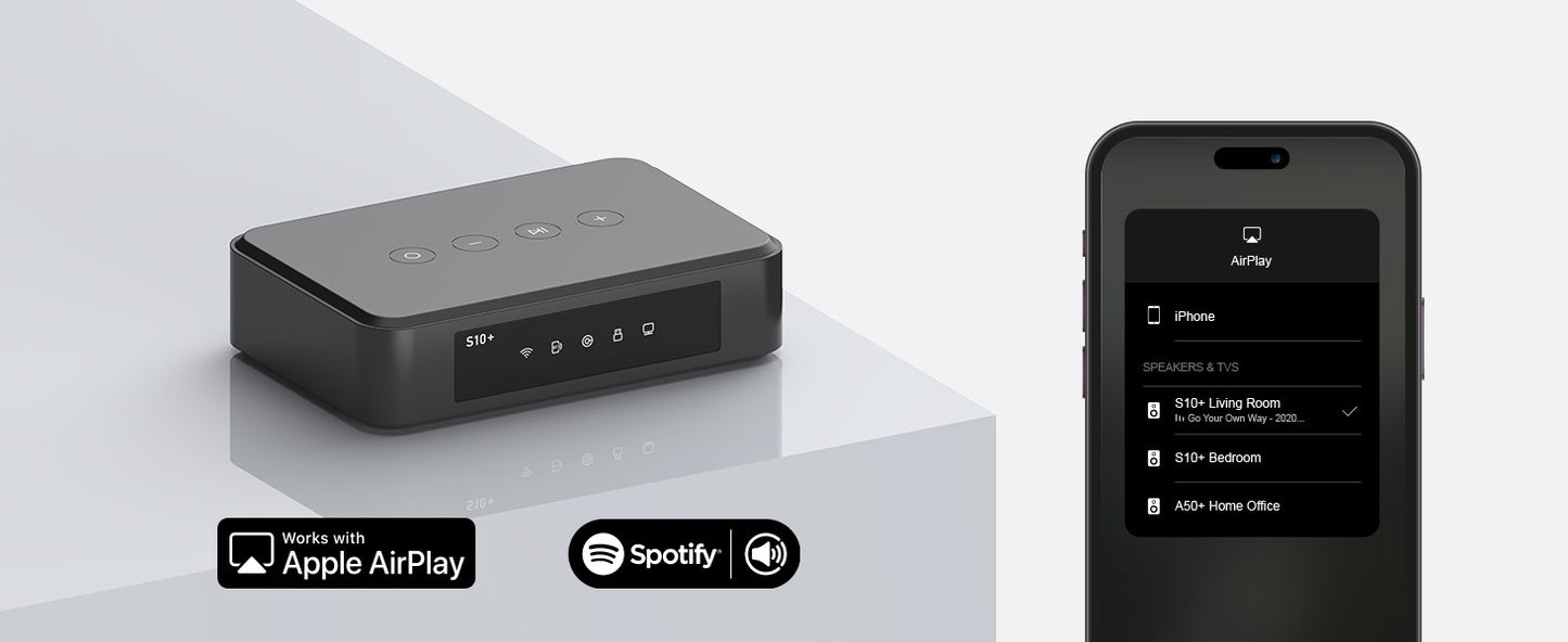 Arylic S10+ Wireless Music Streamer 3.5mm Jack Aux Bluetooth Audio Receiver for PC Audio Jack Adapter AUX Wireless for Multiroom