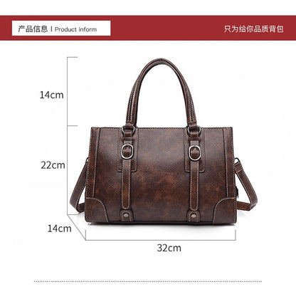 retro style women's handbag simple PU versatile shoulder bag for women large-capacity tote bag lady commuting crossbody bag