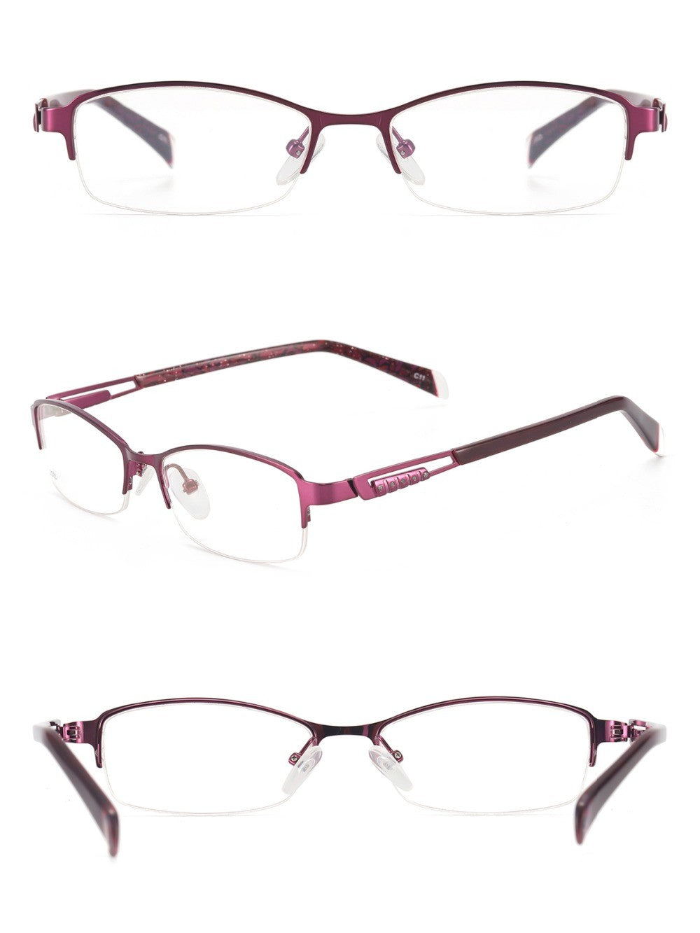 Women Vintage Semi Rimless Eyeglasses Frame Metal Half Rim Oval Spectacle For Prescription Lenses Myopia Multifocal