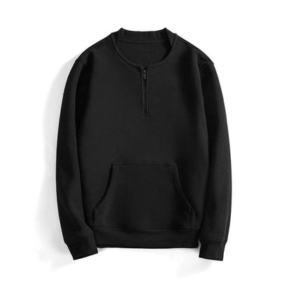 Autumn Winter Fleece Half Zipper Henley Collar Men Long Sleeve Sweatshirts Pocket Keep Warm Thickened Fleece 2xl Oversized Tops