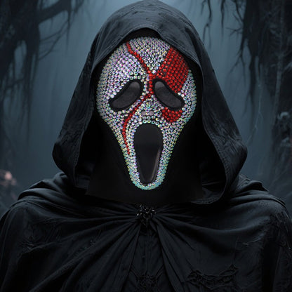 Cosplay Unique Bleed Bloody With Diamond-Studded Ghost Scream Mask Full Face Head Cover Halloween Carnival Party Costume Props