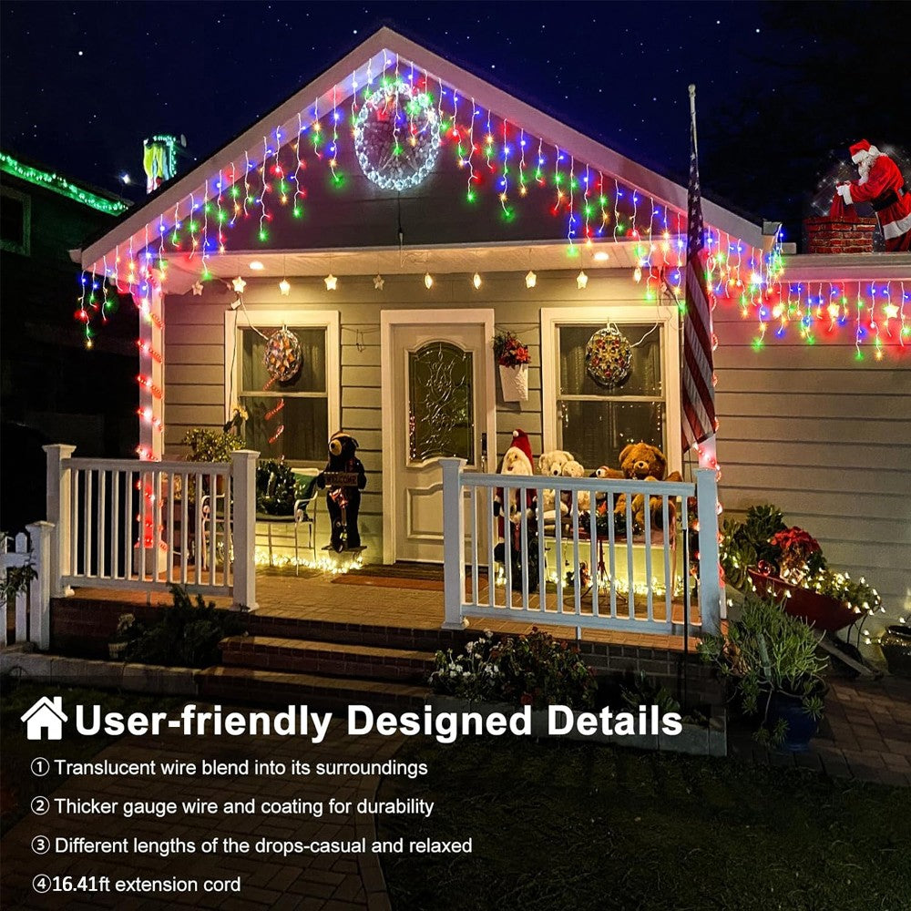 LED Christmas Icicle Curtain String Lights 20M+10M 480LED Extens 8Modes, Plug in Waterproof for Wedding Party Home Garden