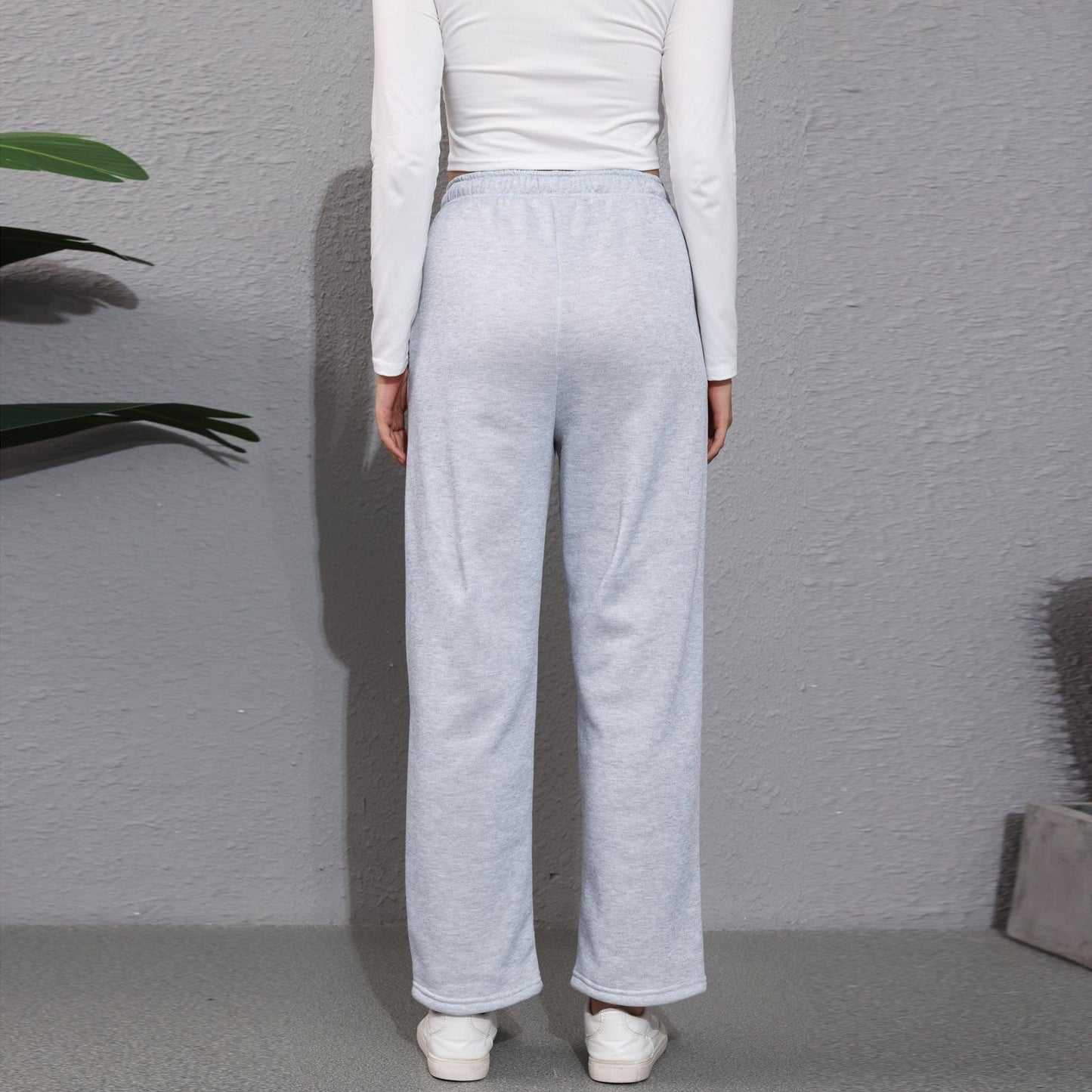 Wide Leg Pants For Women’s Fleece Lined Sweatpants Straight Pants Bottom All-Math Plain Fitness Joggers Pants Travel Basic