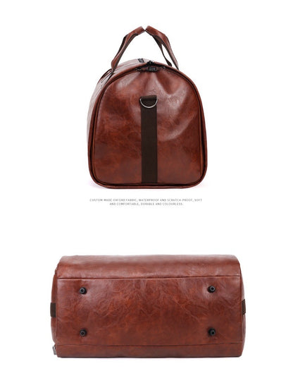 Vintage Suit Travel Bag with Large Capacity Waterproof PU Fabric Independent Shoe Case for Business Trip Suit Protection Bag