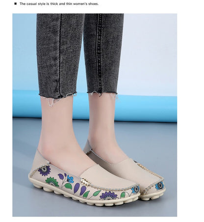 New Moccasins Women Flats Spring Female Leather Loafers Slip on Ballerina Women Casual Shoes Zapatos Mujer Plus Size 35-46