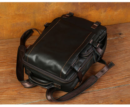 Retro cowhide backpack men and women trend outdoor travel bag leather business computer backpack large capacity