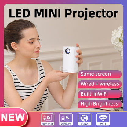 Smart Projector WIFI Mini Portable Home Theater Mobile Phone Same Screen Projector Support 4K LED Home Video Projector &Speaker