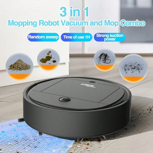 3-In-1 Robot Vacuum & Mop Combo, Strong Suction for Pet Hair & Hard Floors