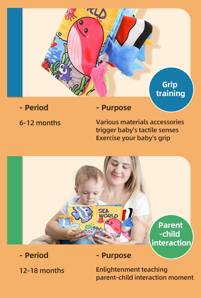 Baby Cloth Book Baby Toys 0-3 Year Old Infant Early Education Toys 6 Pages Cloth Book