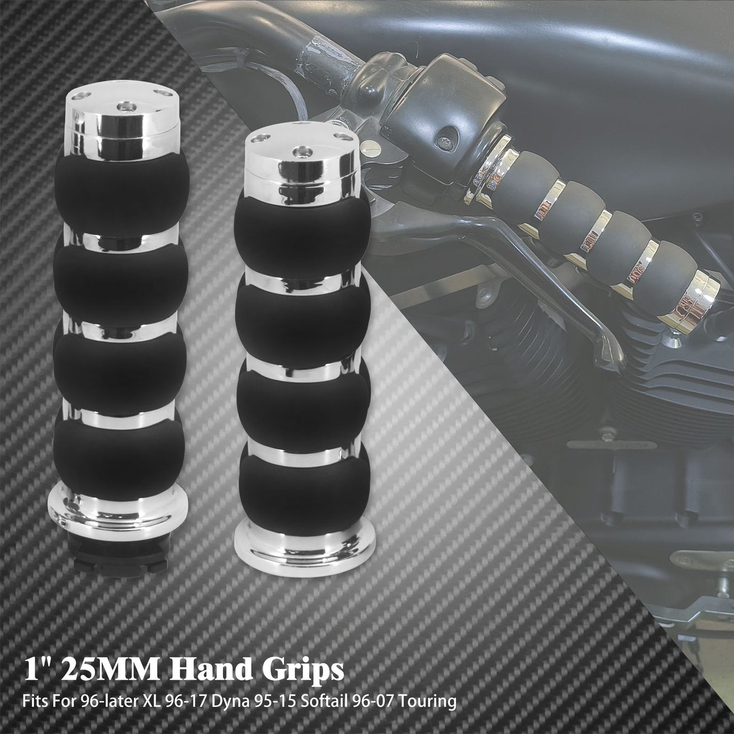 Manoplas de Guidão de Moto 1" 25mm Universal Para Harley Sportster XL1200 Touring Street Glide FLHR Dyna FXDL FLS