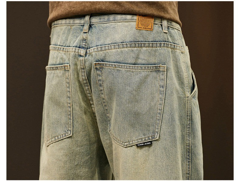 Men's 95% Cotton Jeans High Quality Loose Harem Pants Fashion Baggy Casual Outdoor Work Denim Pants Brand Men's Clothing