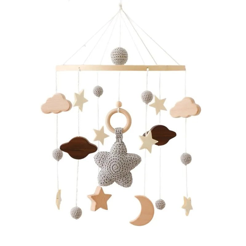 Brinquedo Chocalho para Bebê, Suporte de Berço, Móbile de Madeira, 0-12 Meses, Recém-nascido, Chocalho de Crochê, Suporte para Pendurar Brinquedos, Suporte para Berço de Bebê, Presente